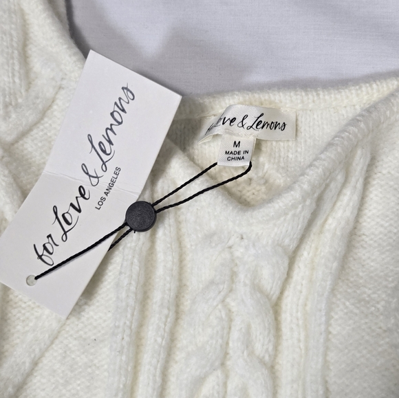 For Love & Lemons White Cream Cable Knit Crop Tank Top - Picture 4 of 7